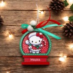 Προσωποποιημένο ξύλινο στολίδι - Christmas Hello Kitty