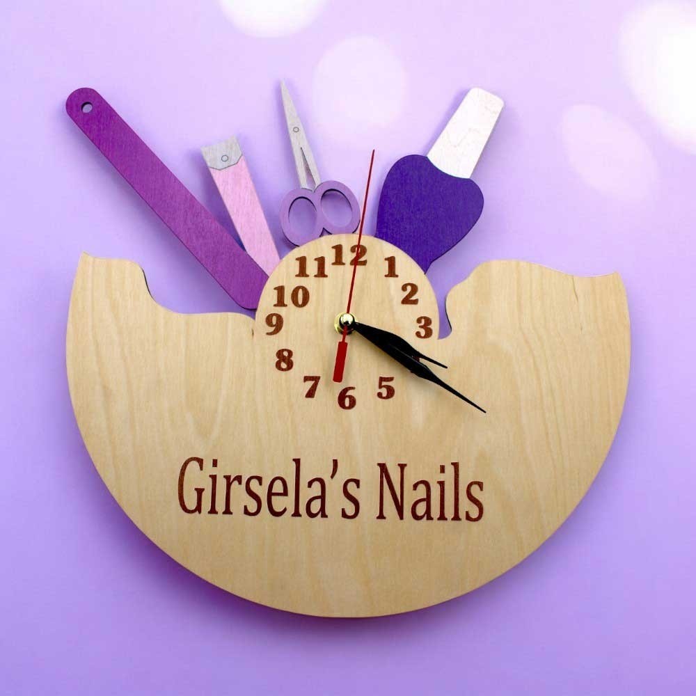 Ξύλινο ρολόι - Nail studio